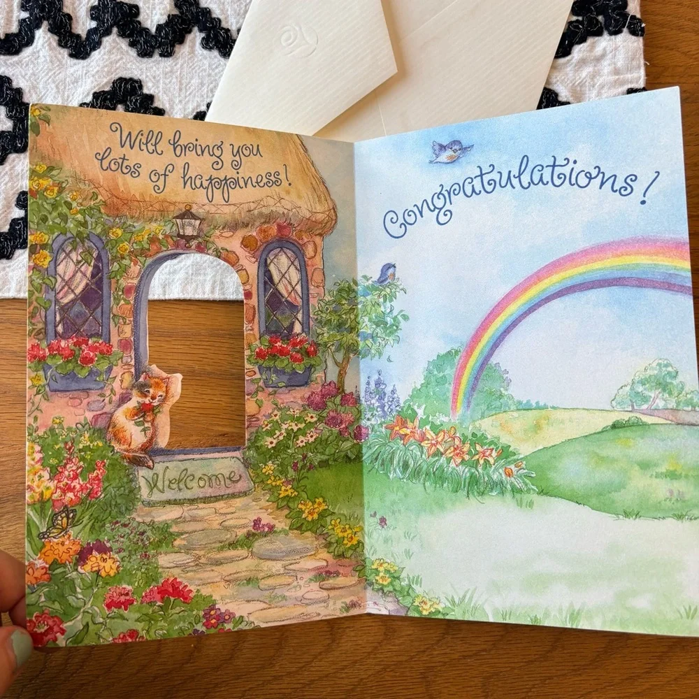 American Greetings Forget Me Not Colorful New Home Greeting Card & Envelope